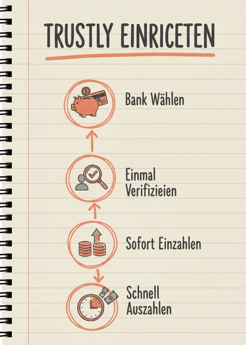 Trustly im Casino ohne Lugas einrichten: Bank wählen, einmal verifizieren, sofort einzahlen und schnell auszahlen.