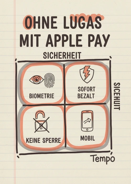 Ohne Lugas mit Apple Pay im Casino nach Tempo und Sicherheit: sofort bezahlt, Biometrie, keine Sperre und mobil.